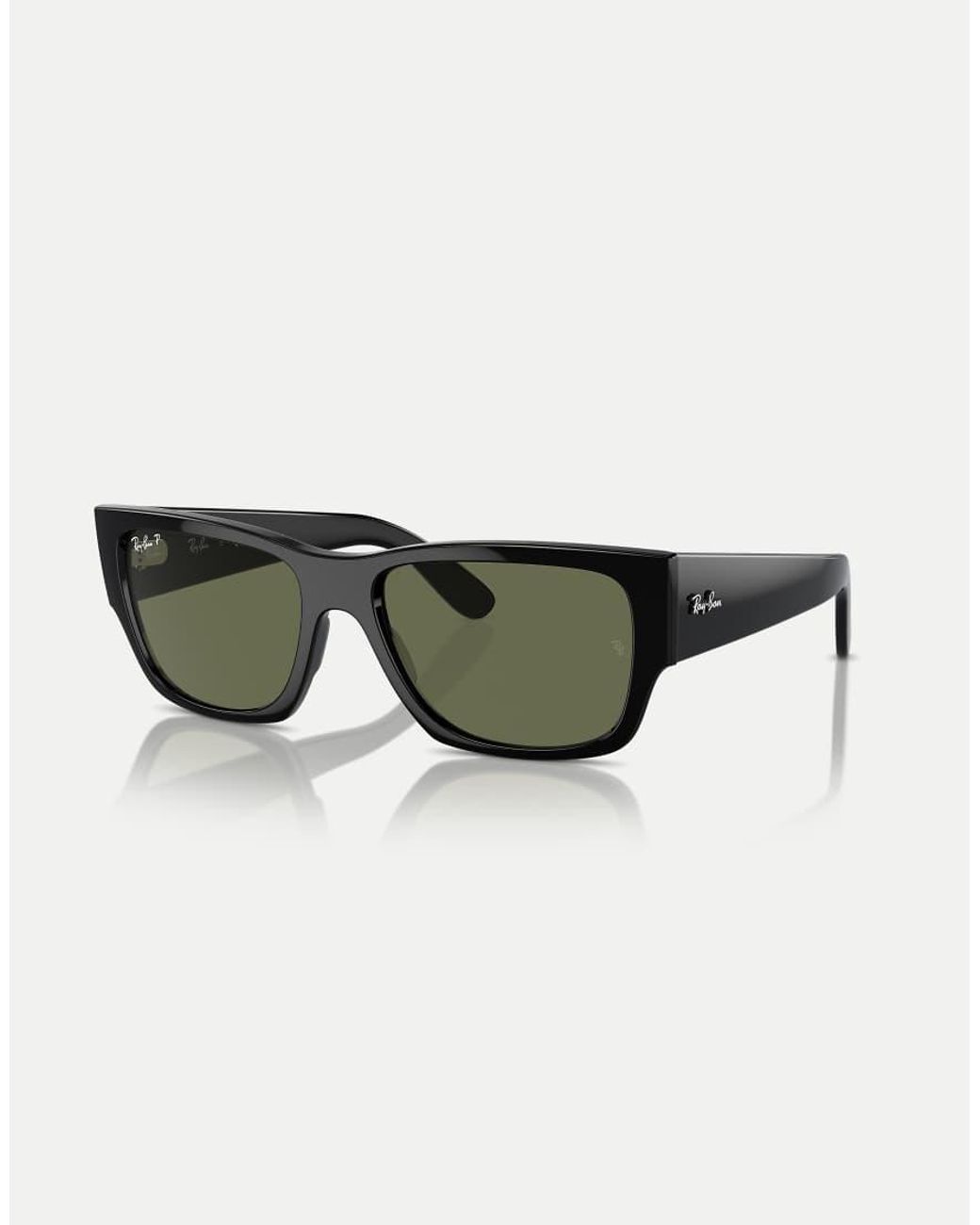 Ray-Ban Green Carlos Rectangle Polarised Sunglasses With Lens