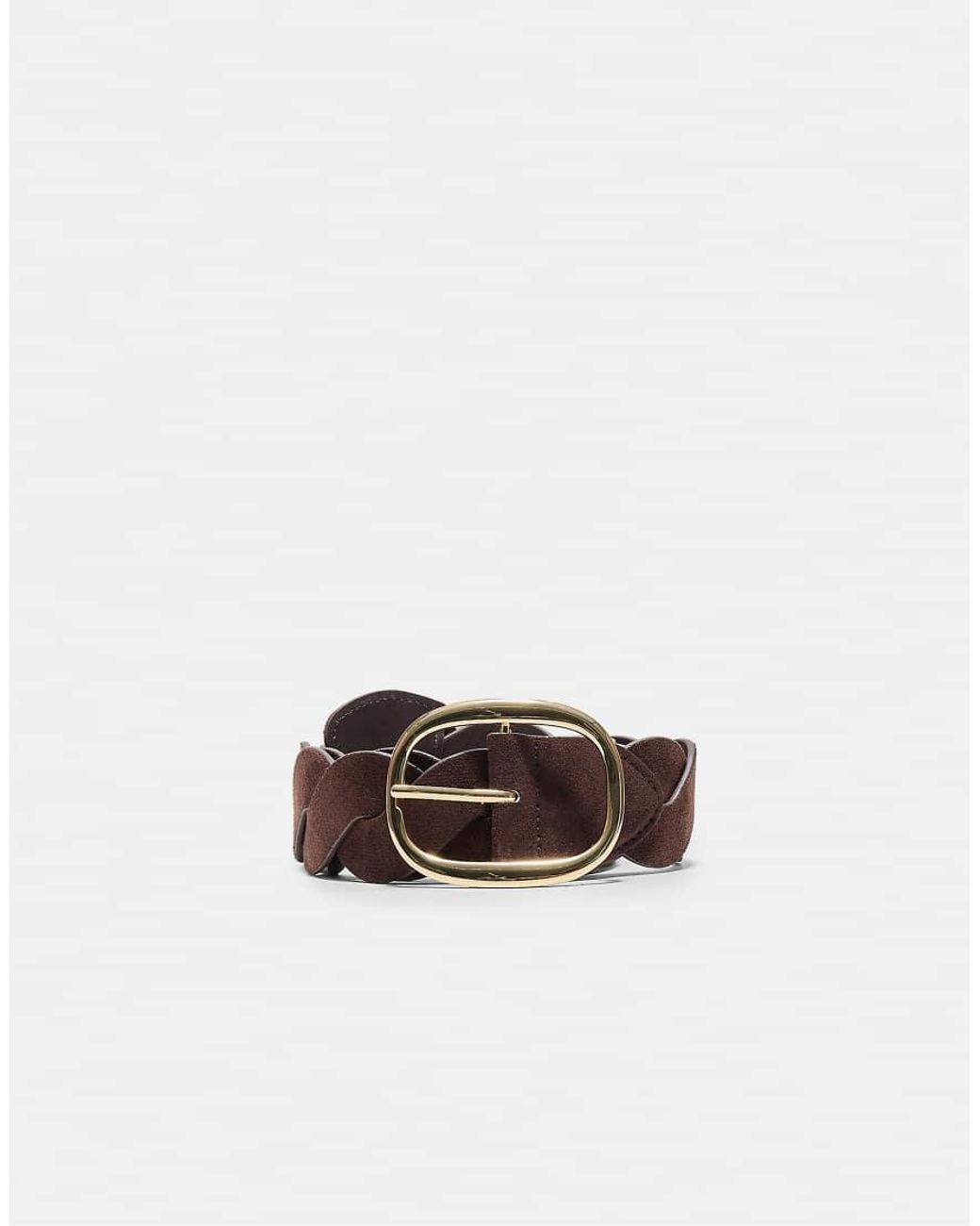 Stradivarius White Large Braided Belt