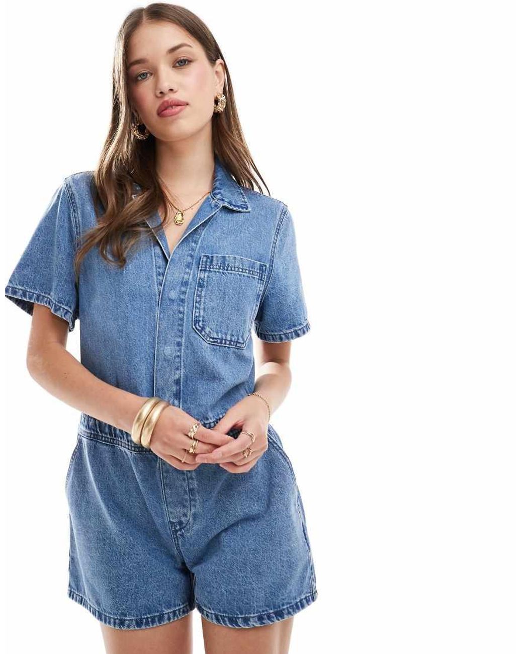 ASOS Denim Romper in het Blue