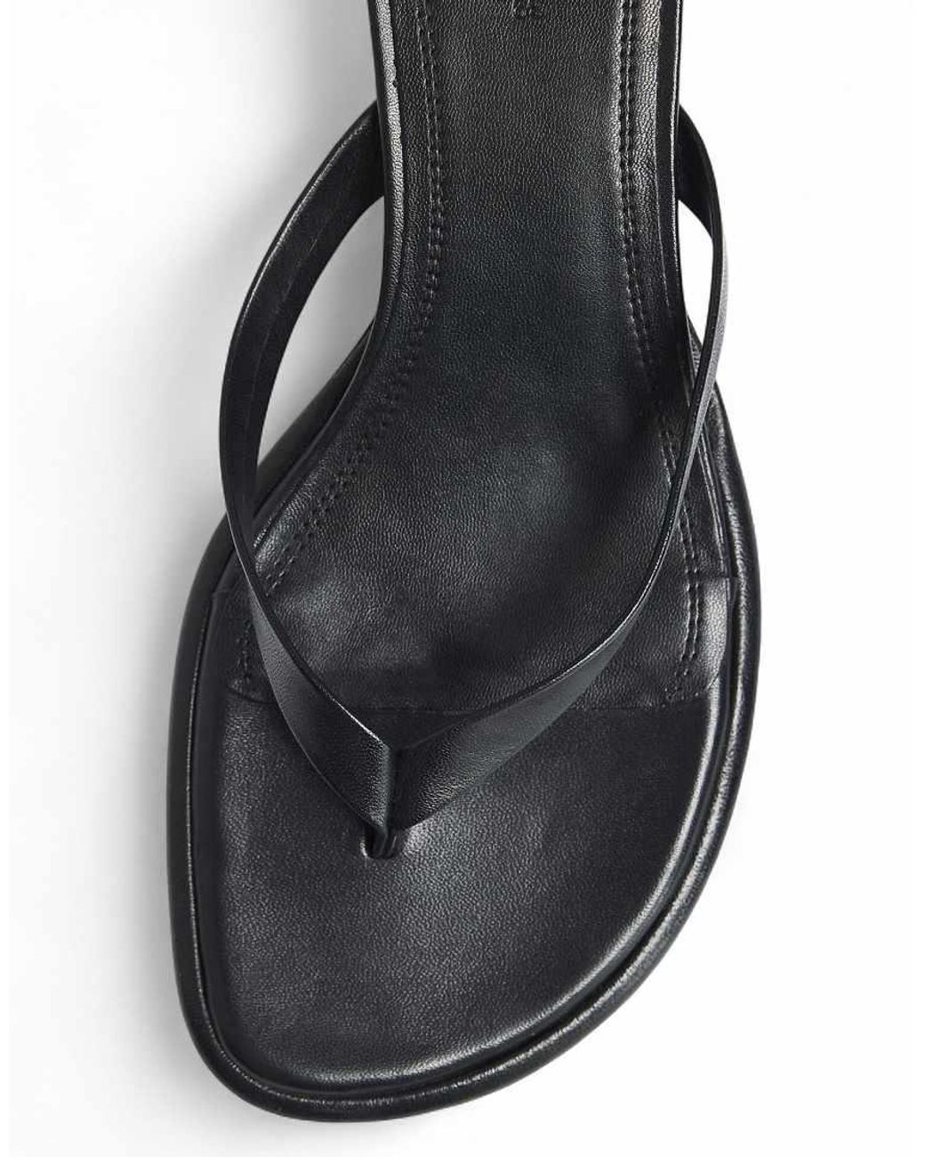 NA-KD Blue Leather Flip Flop Heels