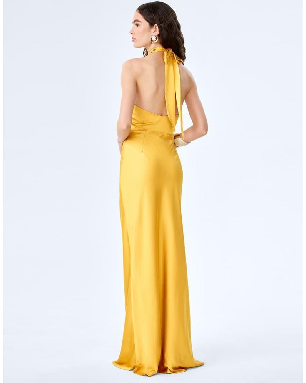 OMNES Metallic Dresses Arles Halterneck Satin Maxi Dress