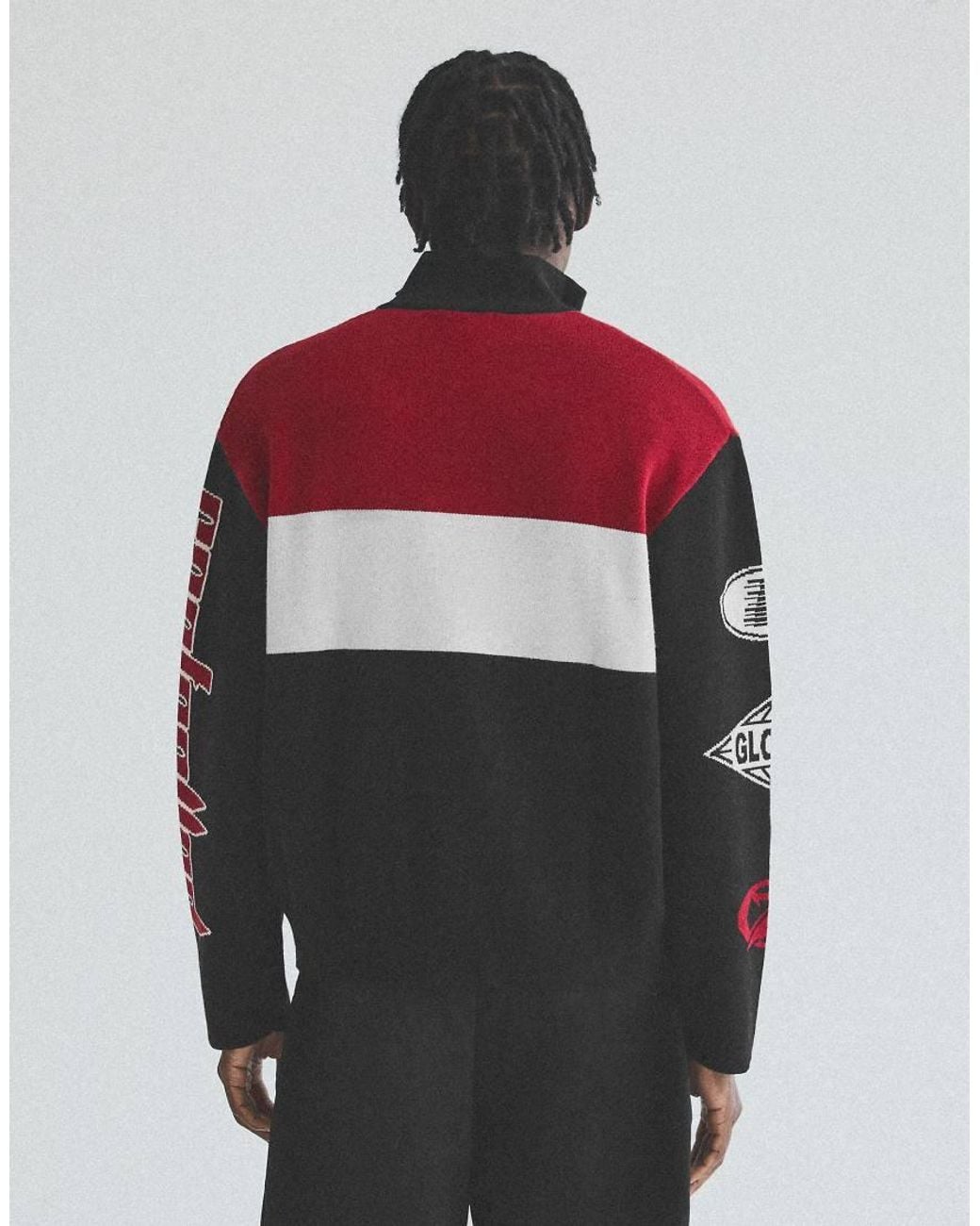 Bershka Red Racing Zip-up Knit Jacket for men