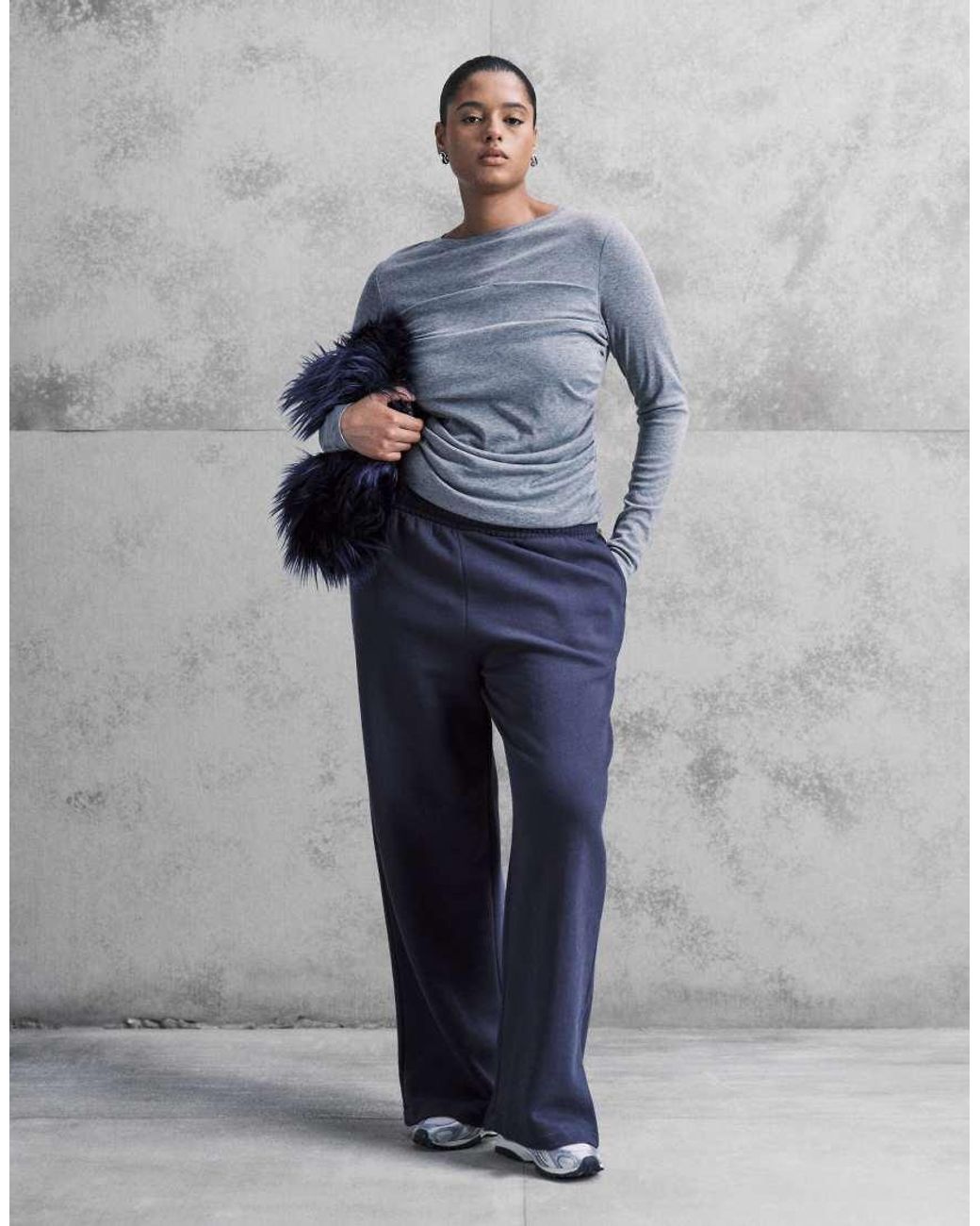 ASOS Gray Asos Design Curve Soft Jersey Drape Long Sleeve Top