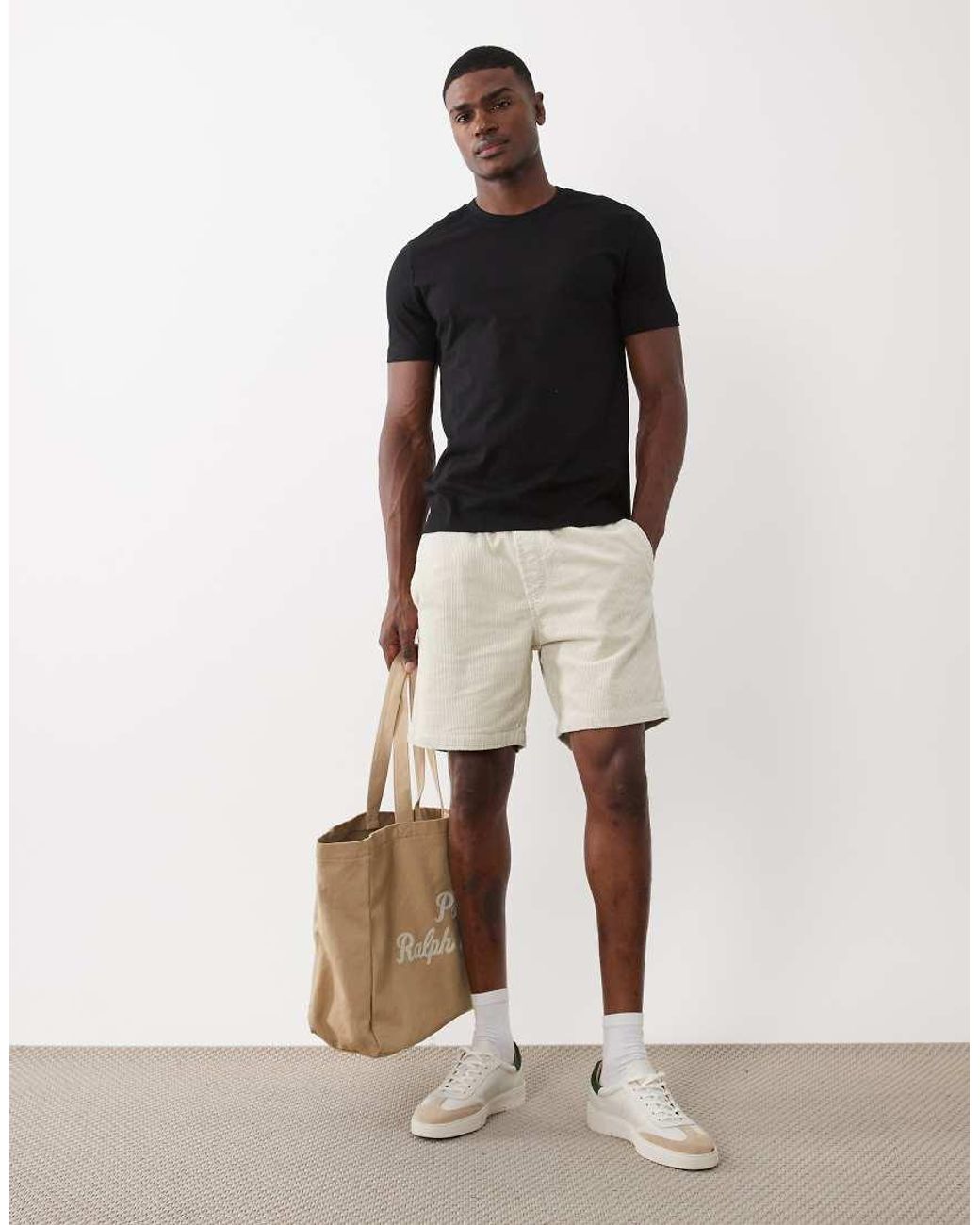 Only & Sons White Pull On Corduroy Shorts for men