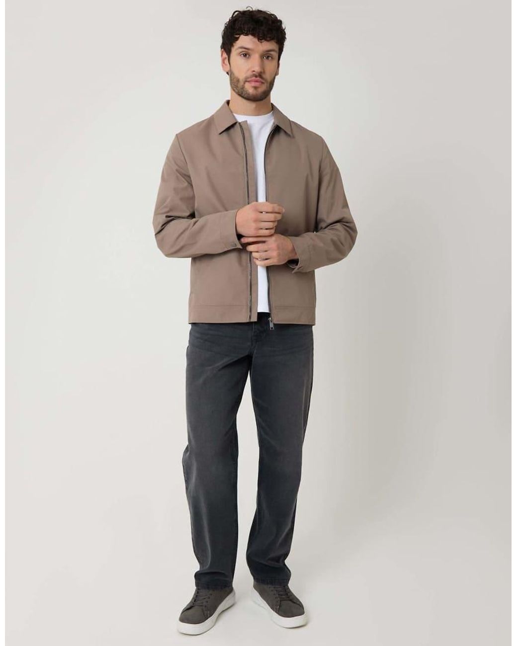Threadbare Natural Showerproof Lightweight Zip Through Jacket for men