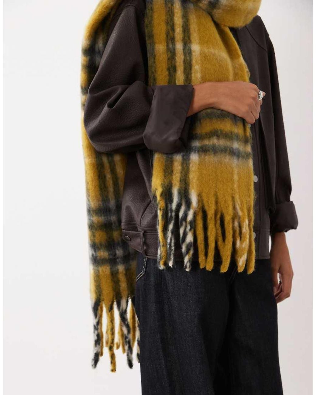 ASOS Green Woven Scarf With Check Design