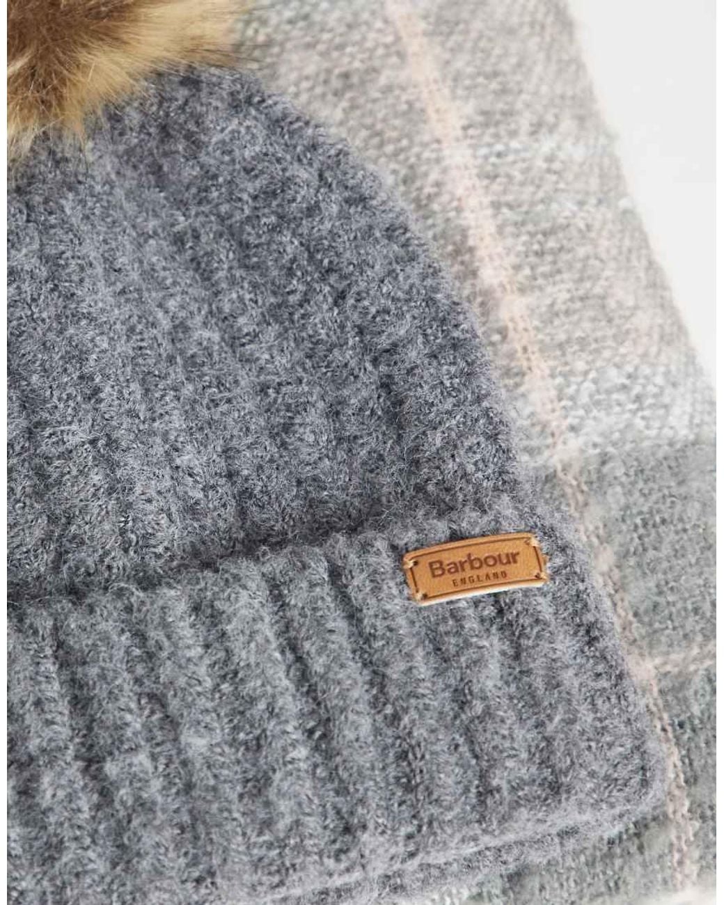 Barbour White Saltburn Knit Scarf And Pom Pom Beanie Gift Set
