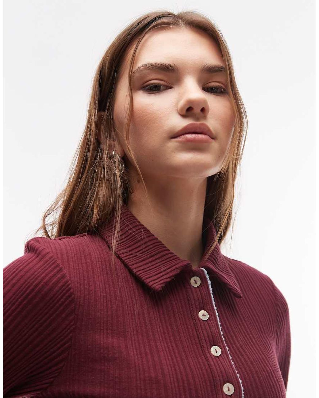 ASOS Double Layer Collared Button Front Polo Top