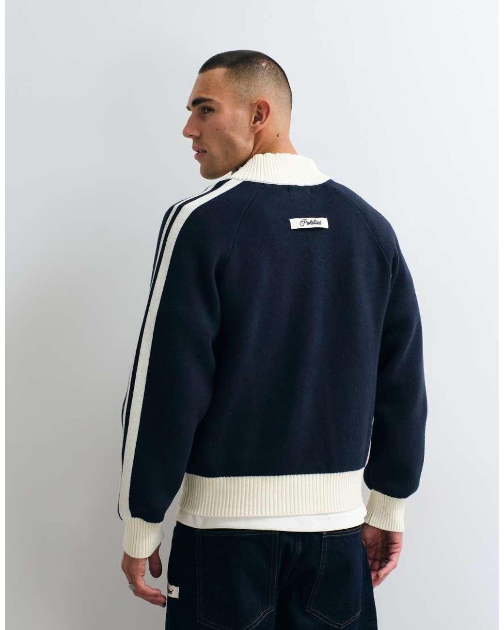 Prohibited Blue Knitted Track Jacket for men