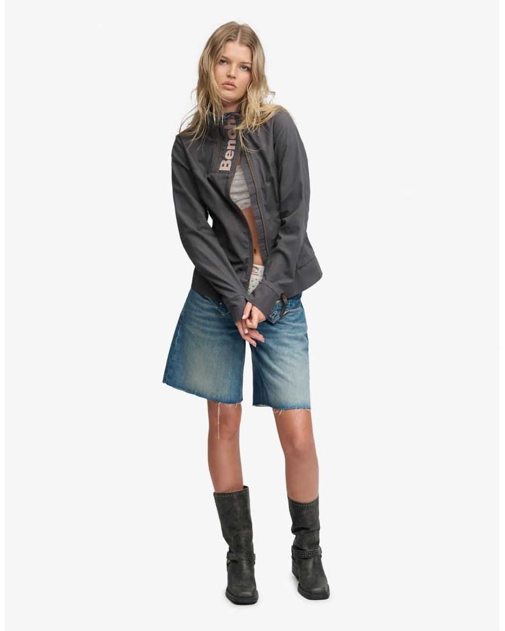 Bench x Superdry & Co Blue Double Zip Funnel Ripstop Jacket