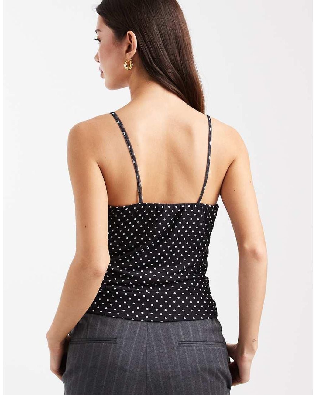 ASOS Black Sequin Trim Mesh Cami Top