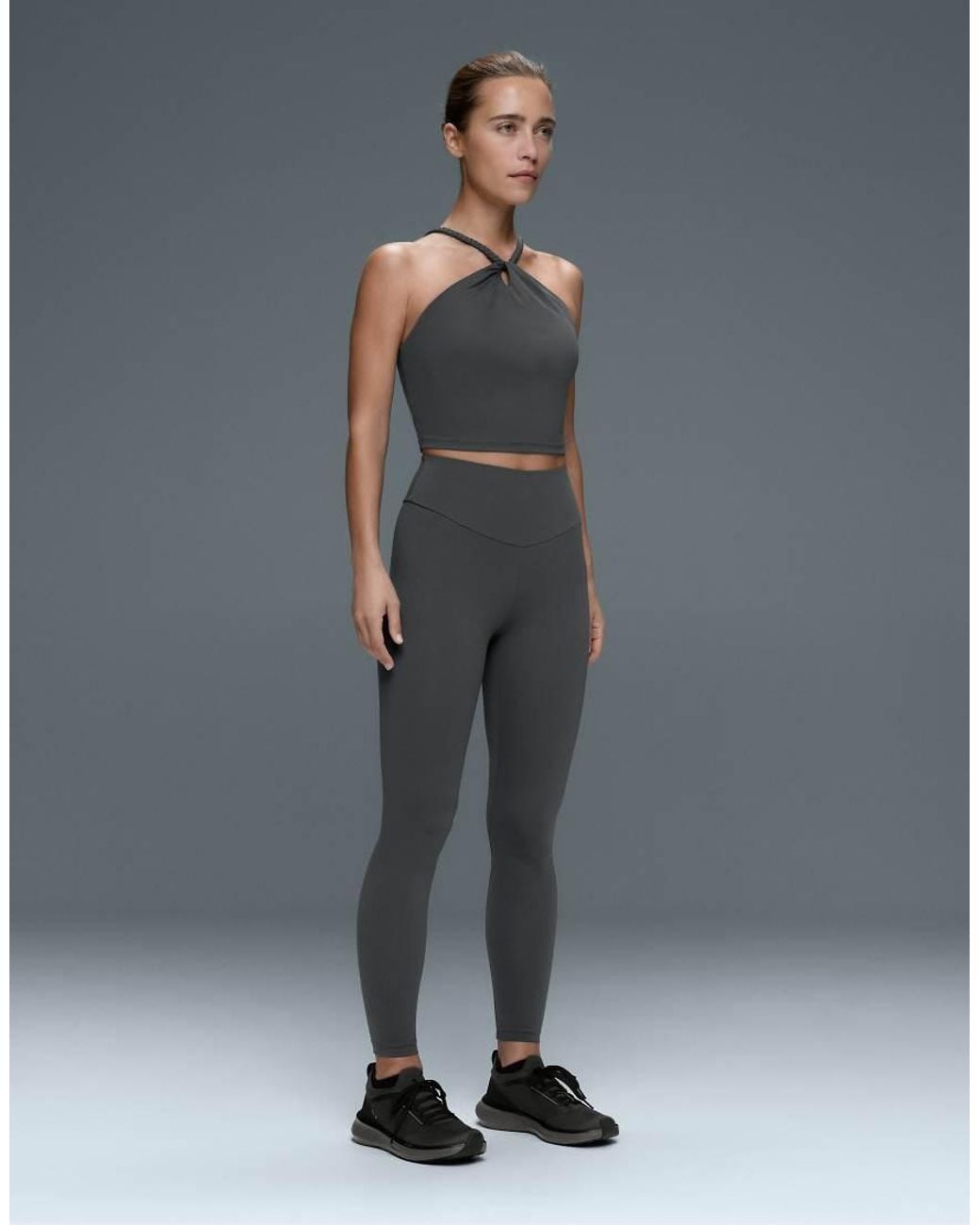 Oysho Gray Comfortlux Braided Halter Tank Top