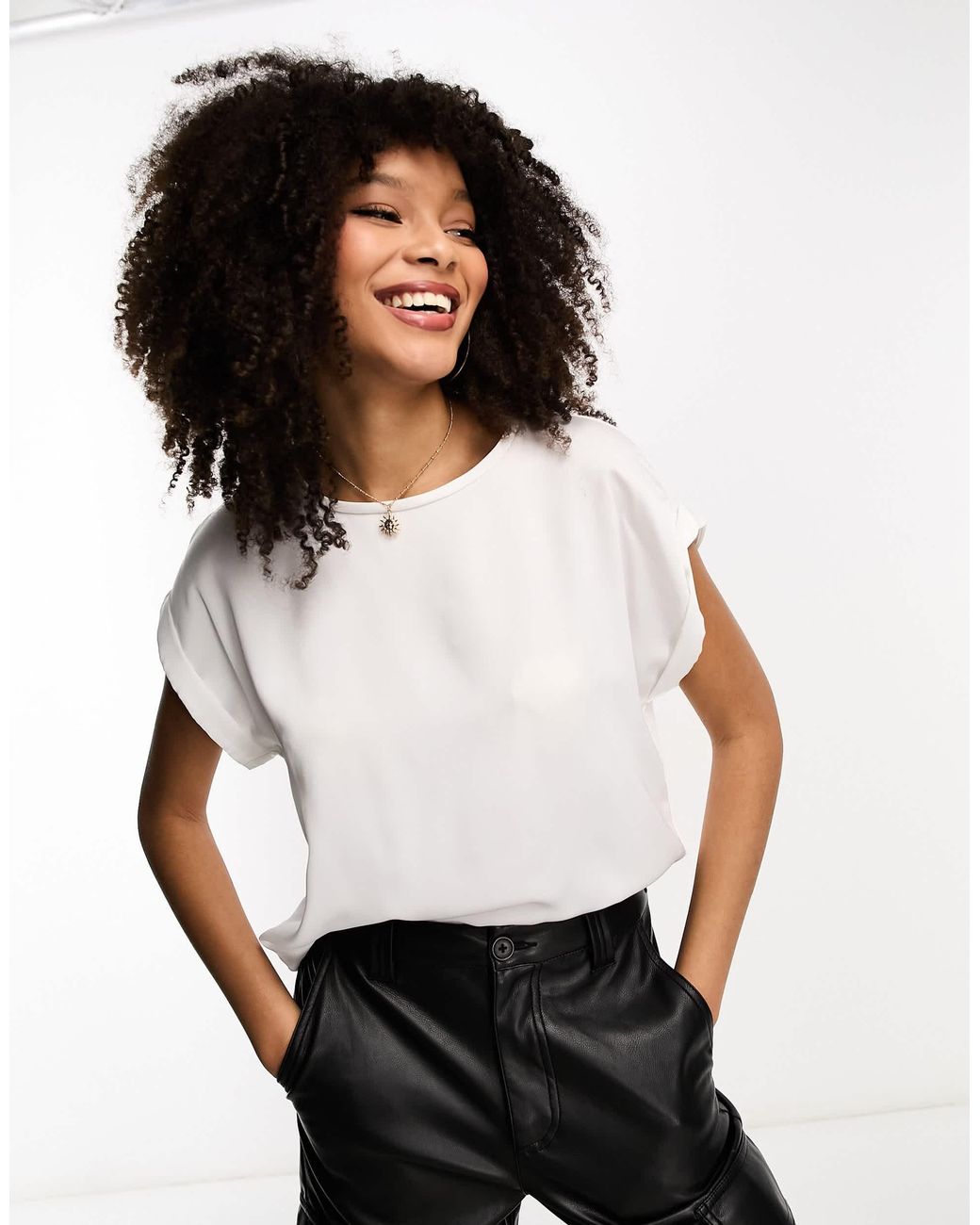 Vila White Satin Front Top