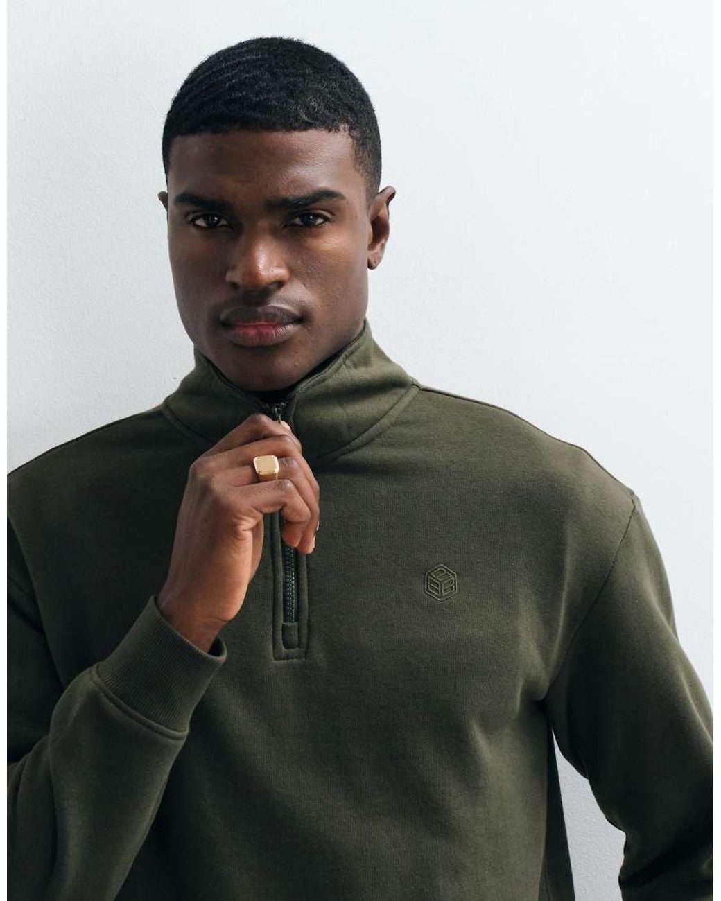 Blend Green Quarter Zip Sweatshirt for men