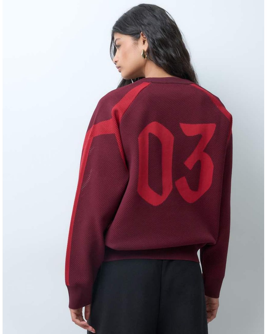 Adidas Originals Red Adidas Sportswsear Logo Jumper
