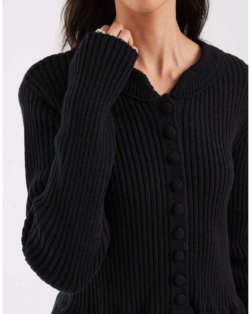 ASOS Blue Long Sleeve Peplum Cardigan