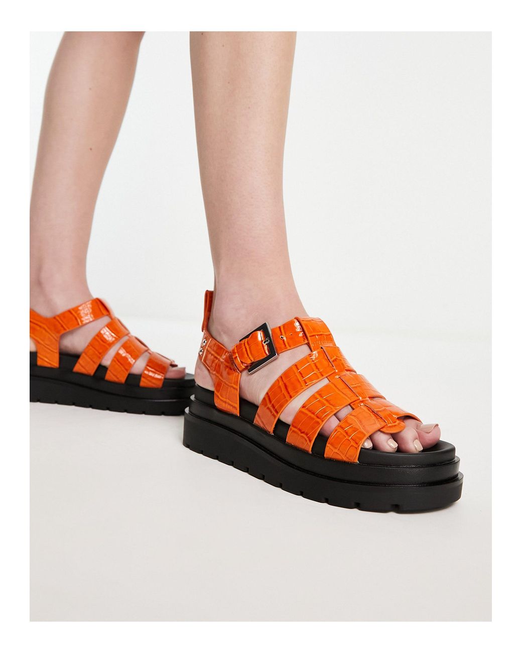 Sandali gladiatore arancioni di River Island in Nero Lyst