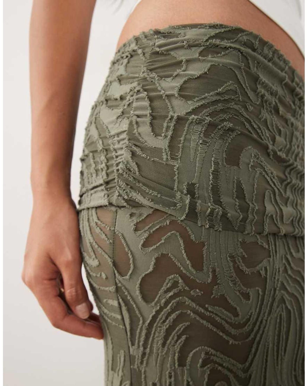 ASOS Natural Burnout Maxi Skirt With Overwrap Detail