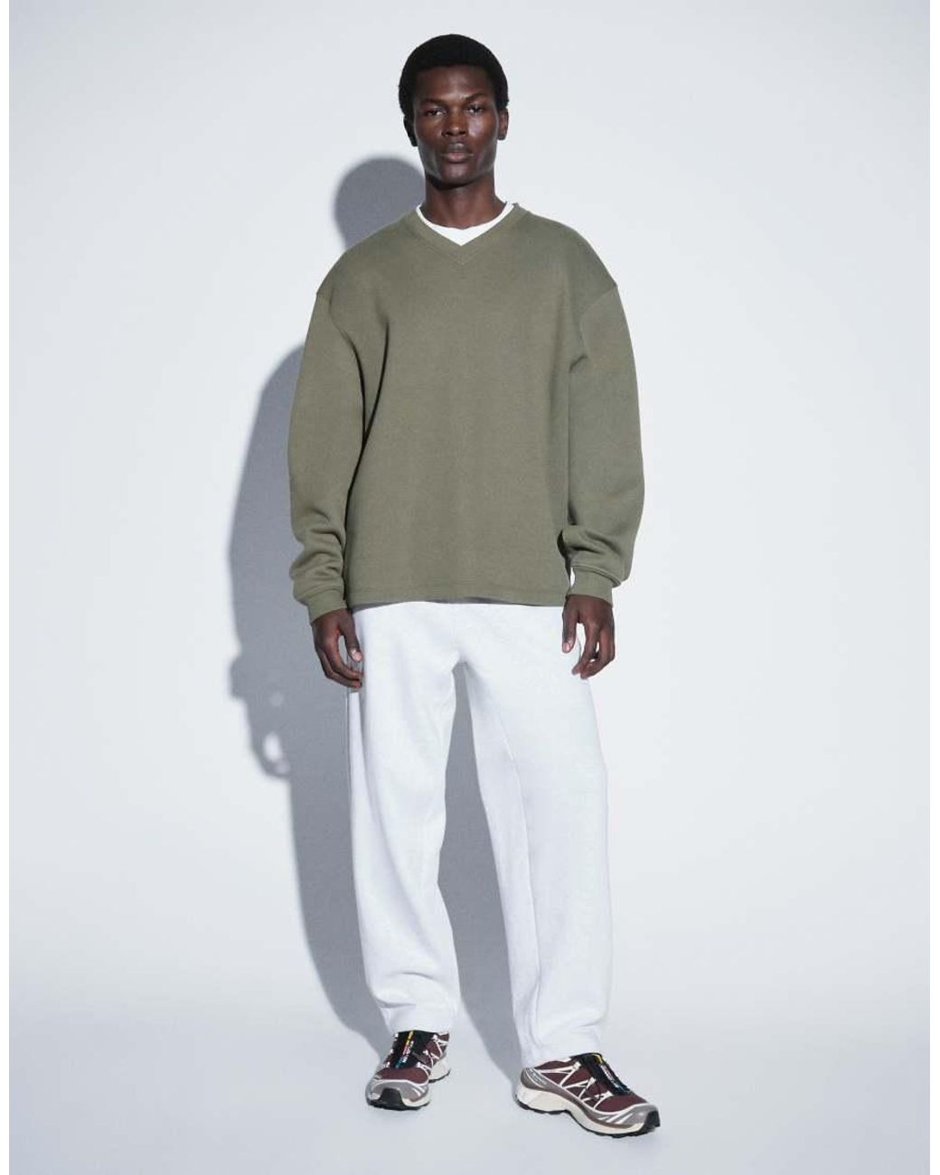 ASOS Green Relaxed V Neck Sweatshirt for men