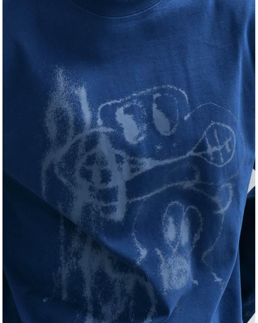 Weekday Blue Oversized Long Sleeve T-shirt With Cartoon Graphic for men