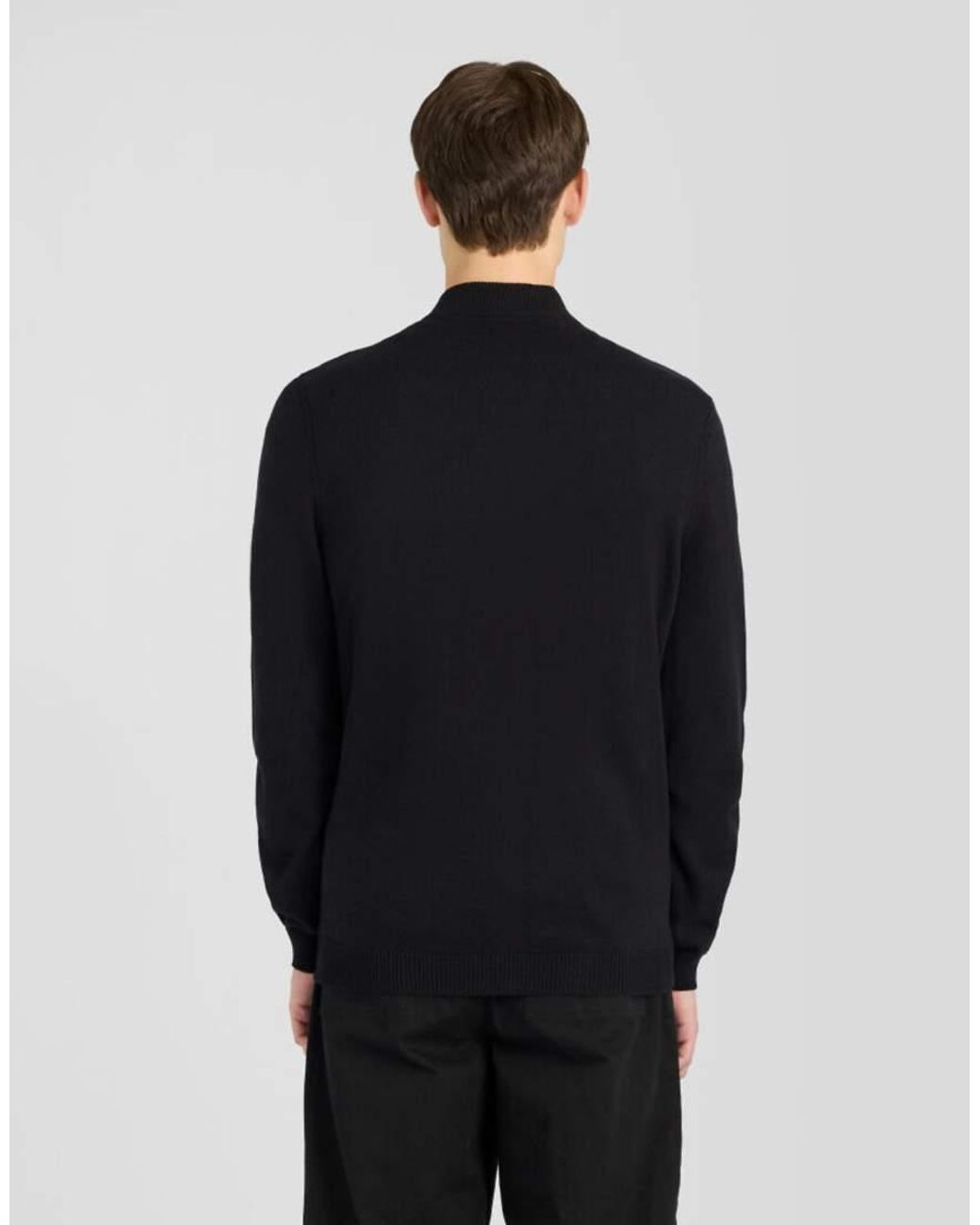 Lyle & Scott Black Mid Knits Relaxed Cotton Merino Full Zip Jumper for men