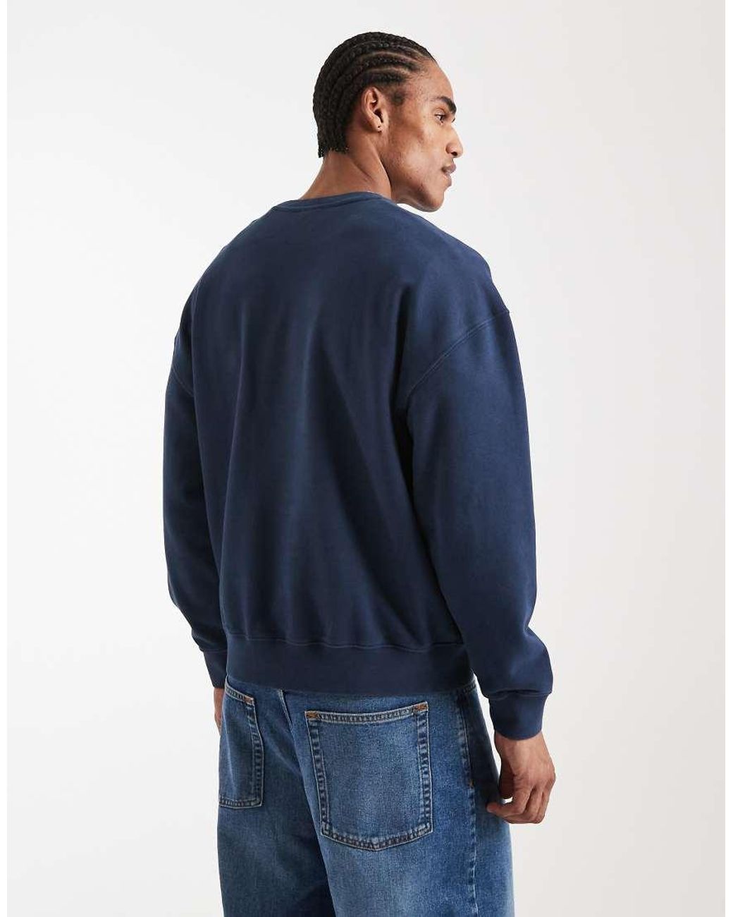 Levi's Blue Embroidered Logo Boxy Crew Sweatshirt for men
