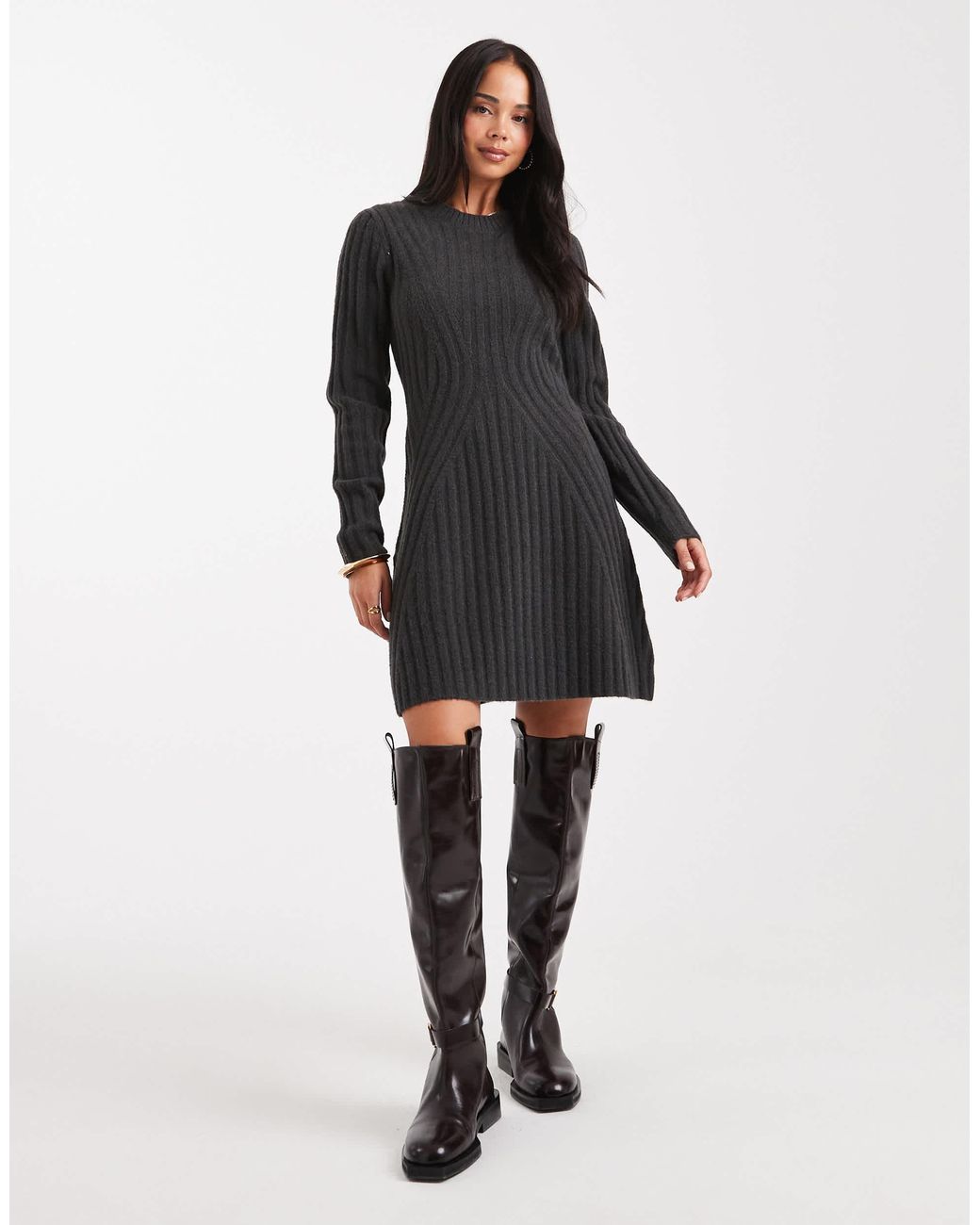 ASOS Black Knitted Structured Mini Dress