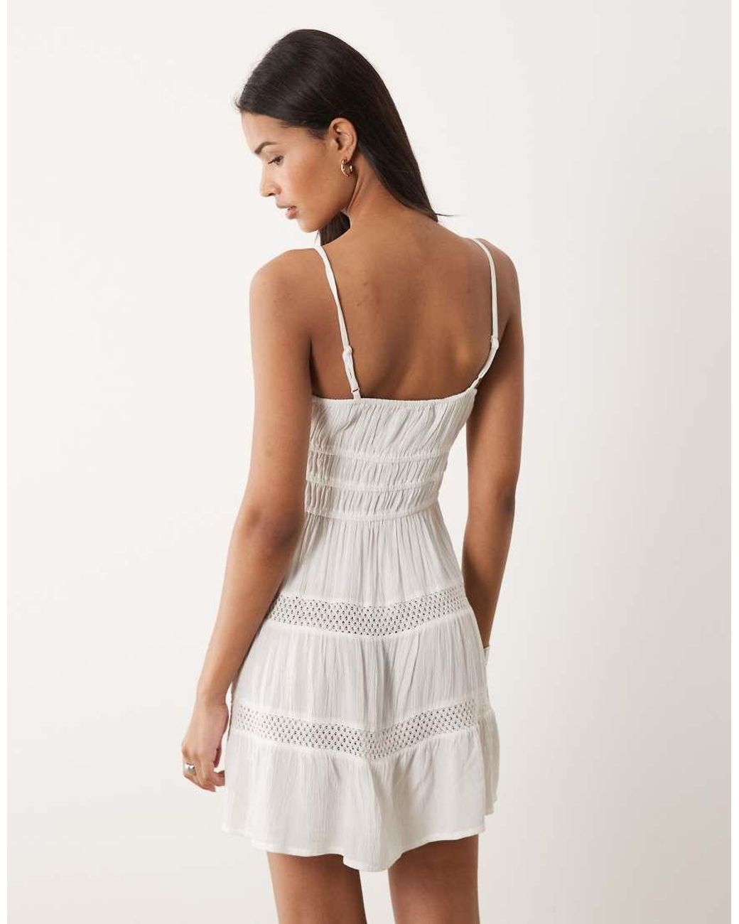 Wednesday's Girl White Wednesdays Girl Beach Crochet Tassle Detail Mini Dress
