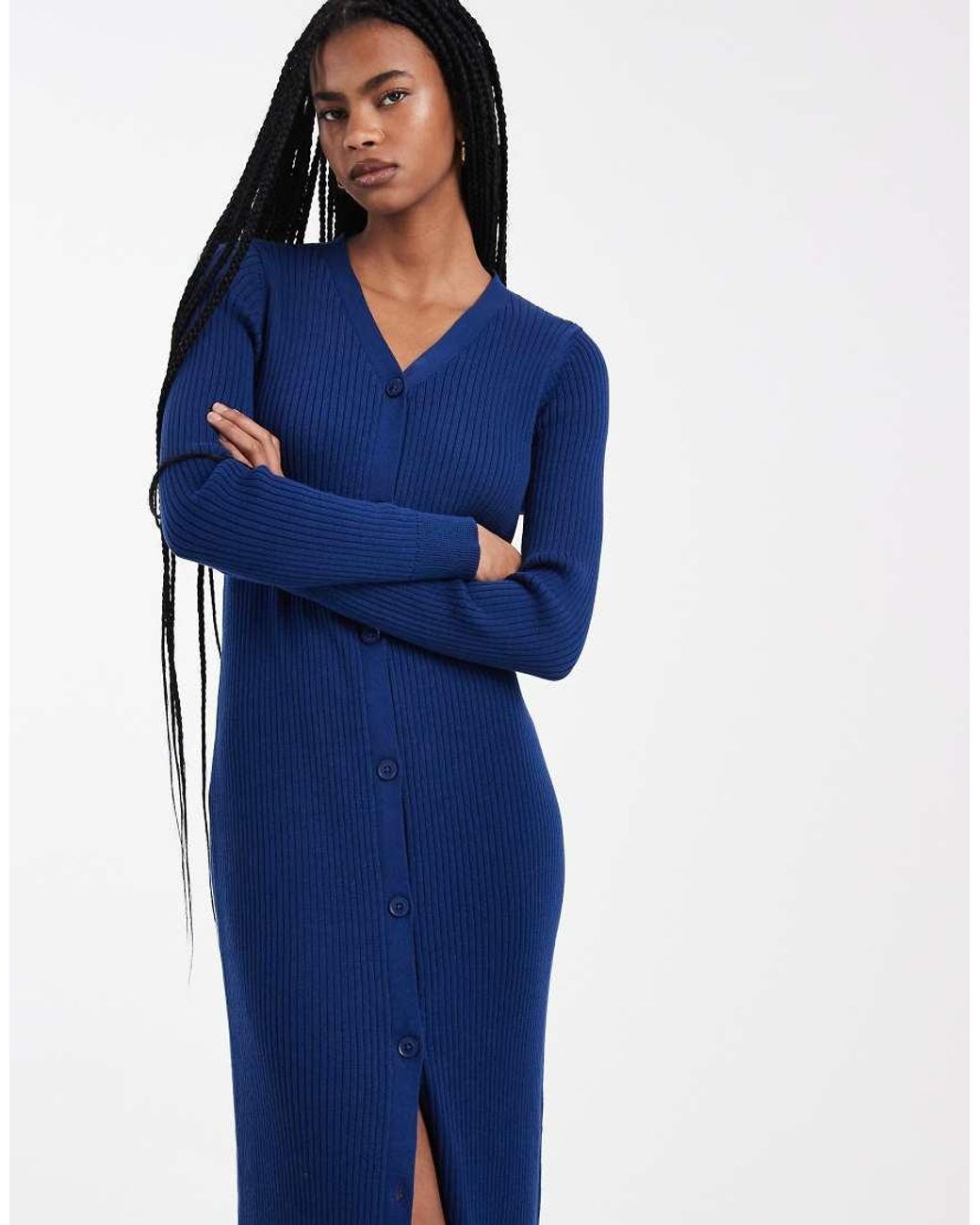 Threadbare Blue Button Down Knitted Dress