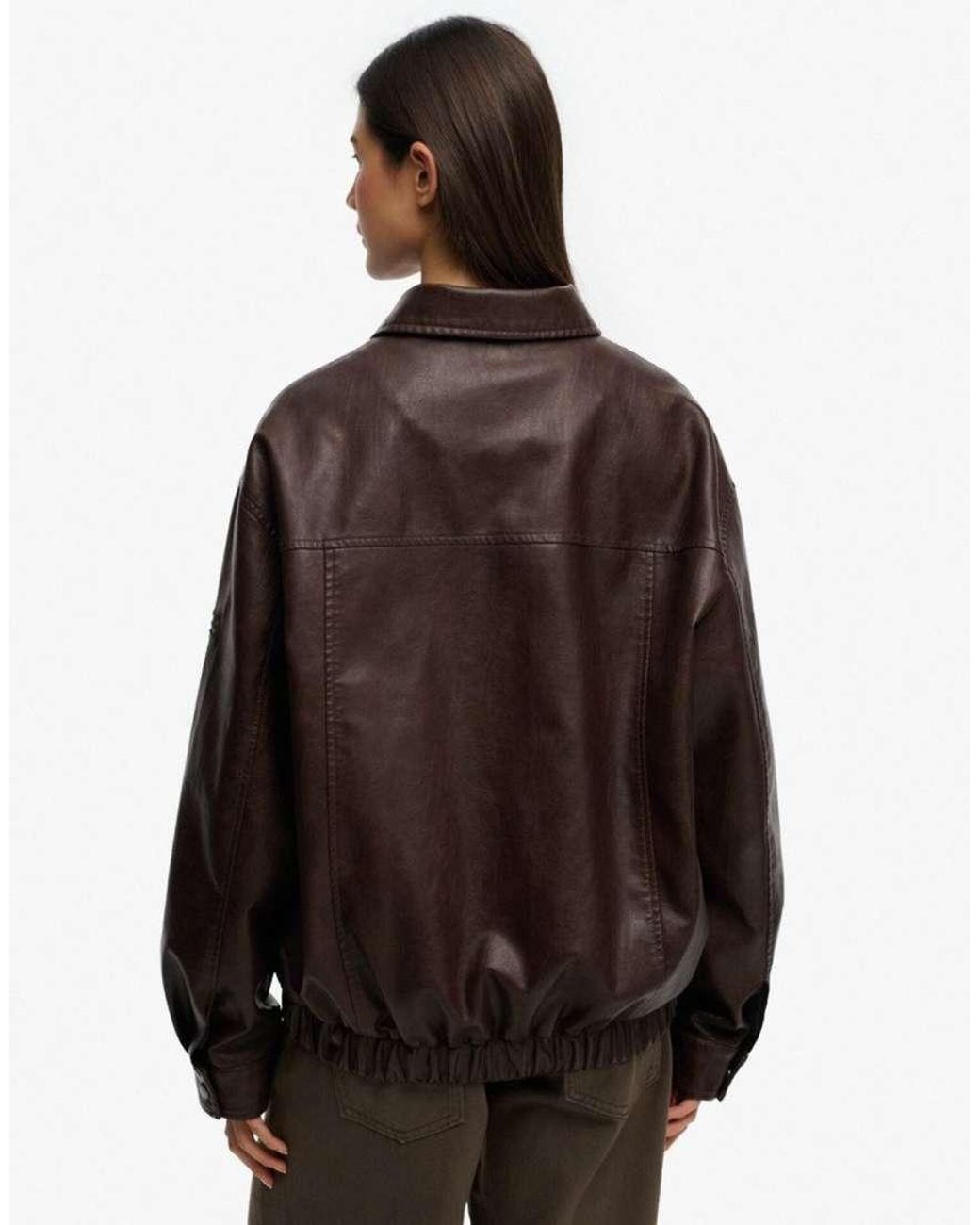 Superdry Black Collared Oversized Bomber Jacket