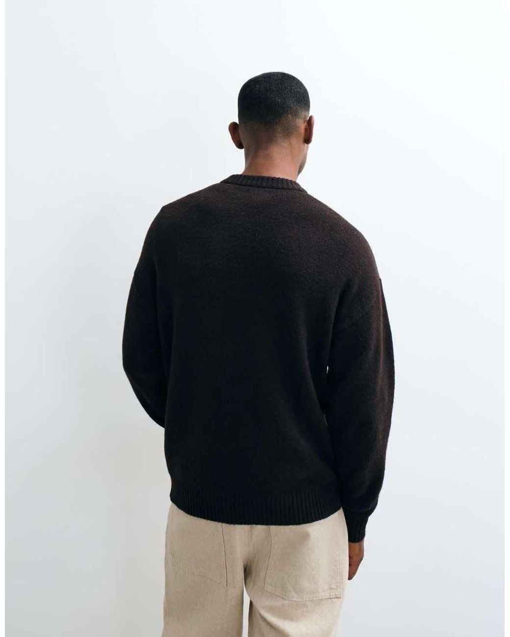 Jack & Jones Black Relaxed Fit Fluffy Jumper for men