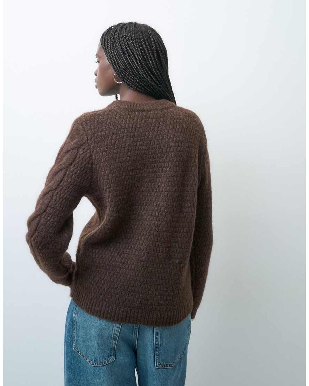 Pieces Brown Cable Knitted Jumper