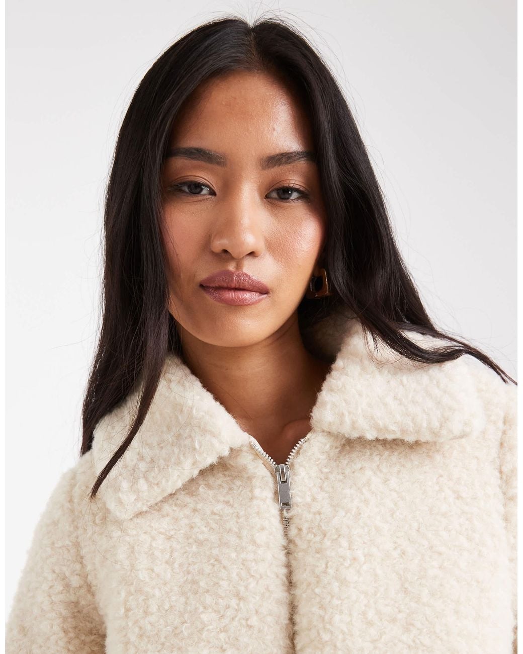 Threadbare White Short Borg Jacket