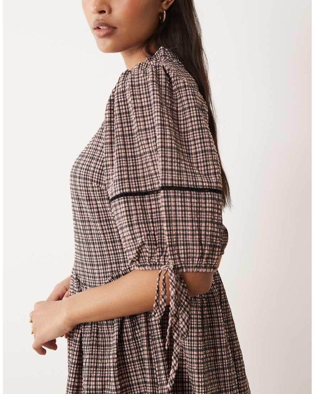 Wednesday's Girl Brown Mini Textured Smock Dress