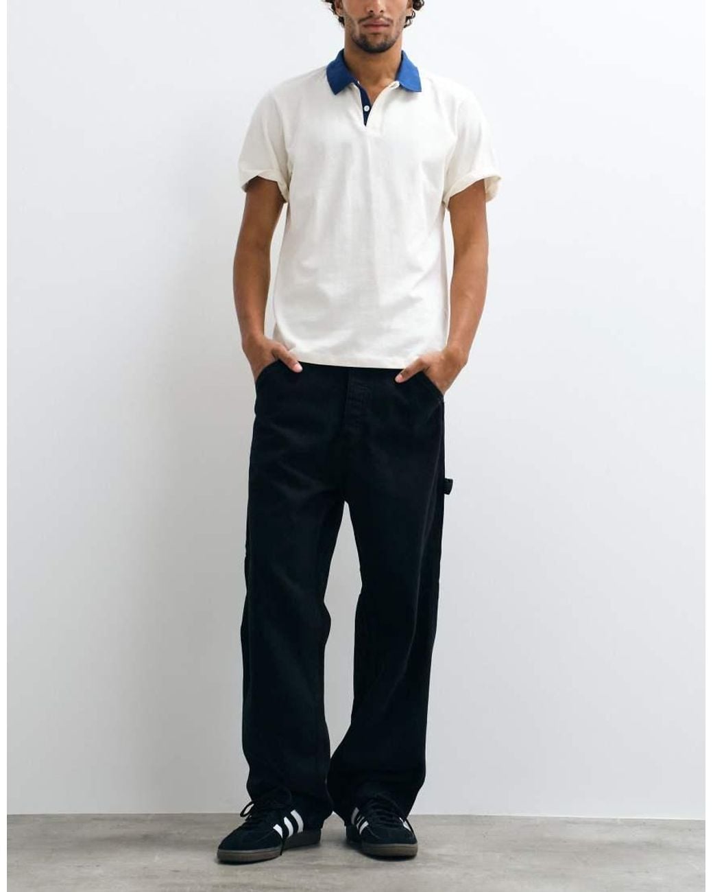 Jack & Jones White Alex baggy Carpenter Jeans for men