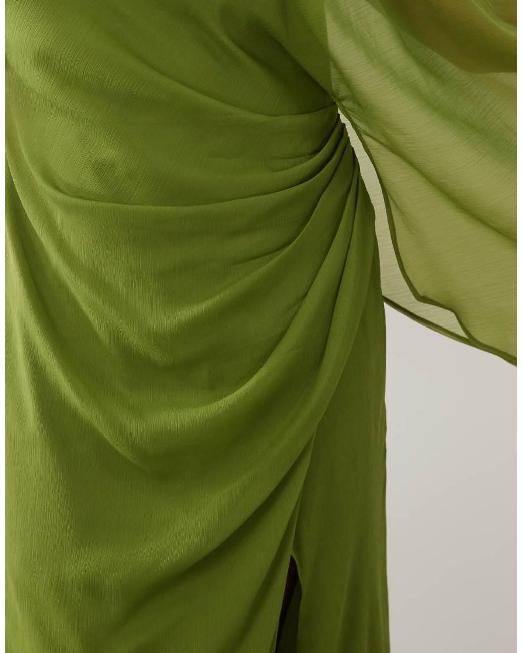 ASOS Green Asos Design Curve Cape Sleeve Bias Cut Drape Maxi Dress With Low Back