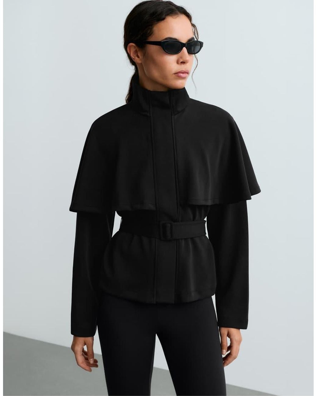 Oysho Black Jacket With Cape Detail And Modal