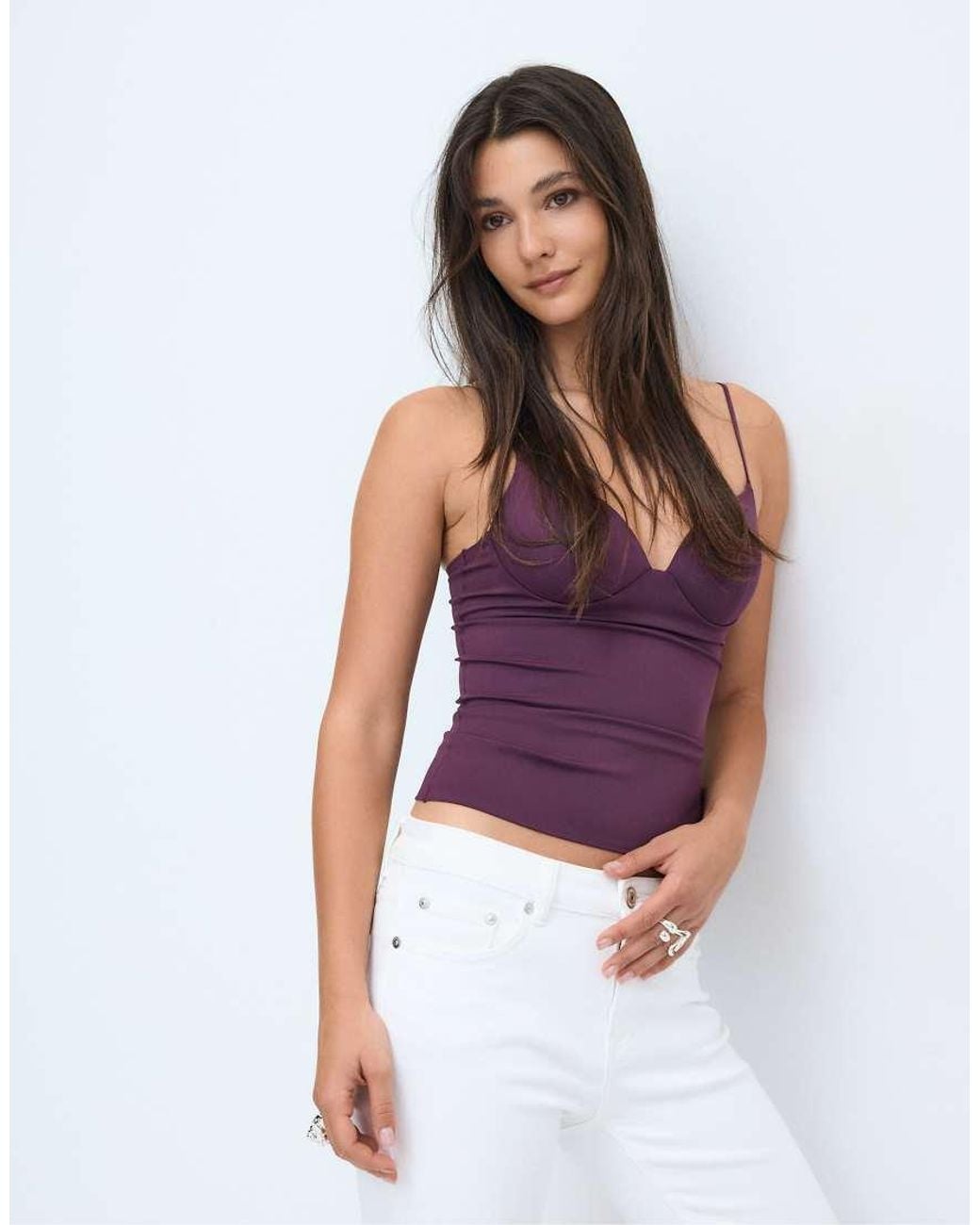Stradivarius White Corsetry-inspired Top