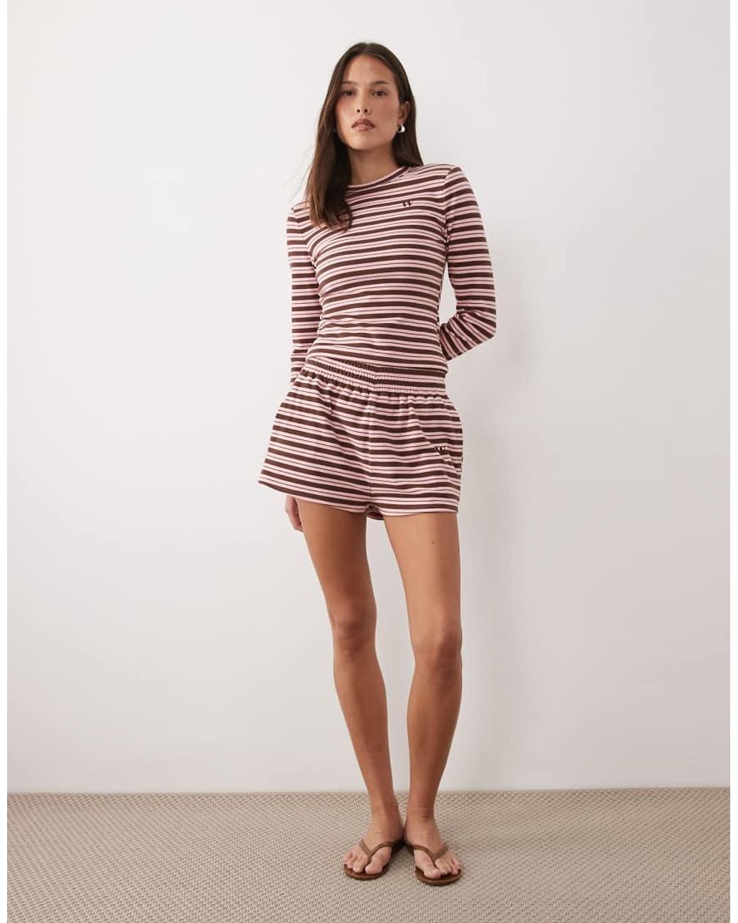 Wanderdoll Multicolor Frankie Premium Jersey Long Sleeve Crew Neck Top Co-ord