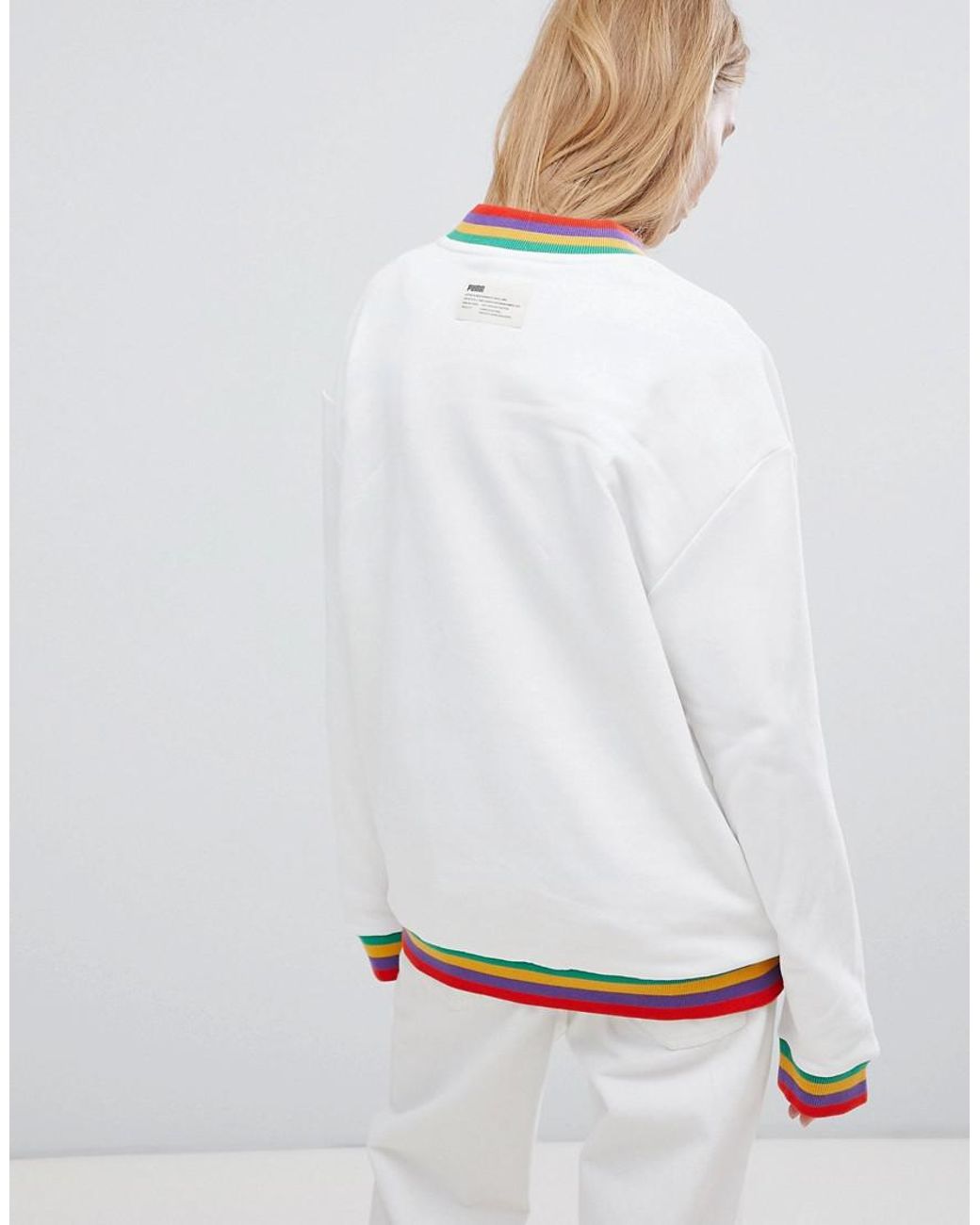 PUMA Exclusive Oversized Organic Cotton Rainbow Sweatshirt In White | Lyst  Australia