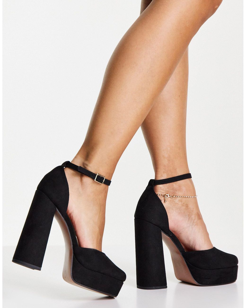 ASOS Pronto Platform High Heeled Shoes in Black Womens Shoes Heels Sandal heels 