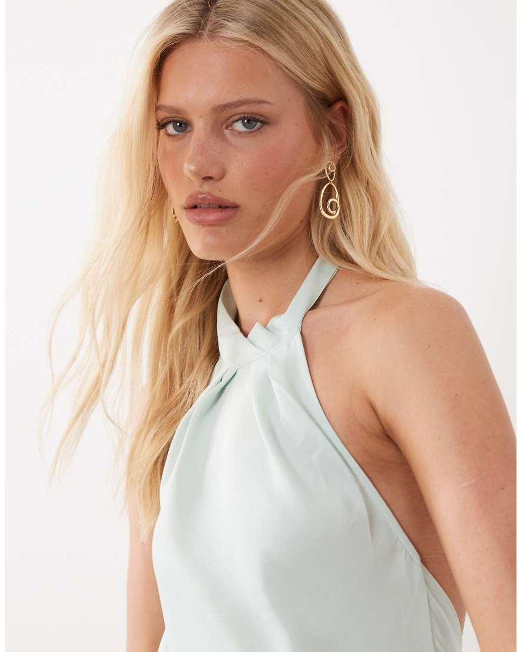 Jdy White Halter Neck Satin Maxi Dress