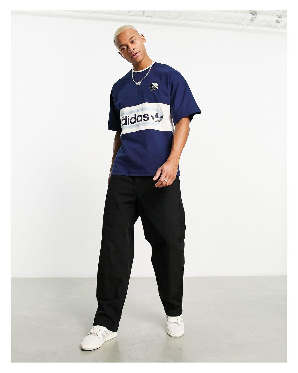 adidas Originals Bloke Pop Colourblock Logo T shirt in Blue for Men Lyst UK