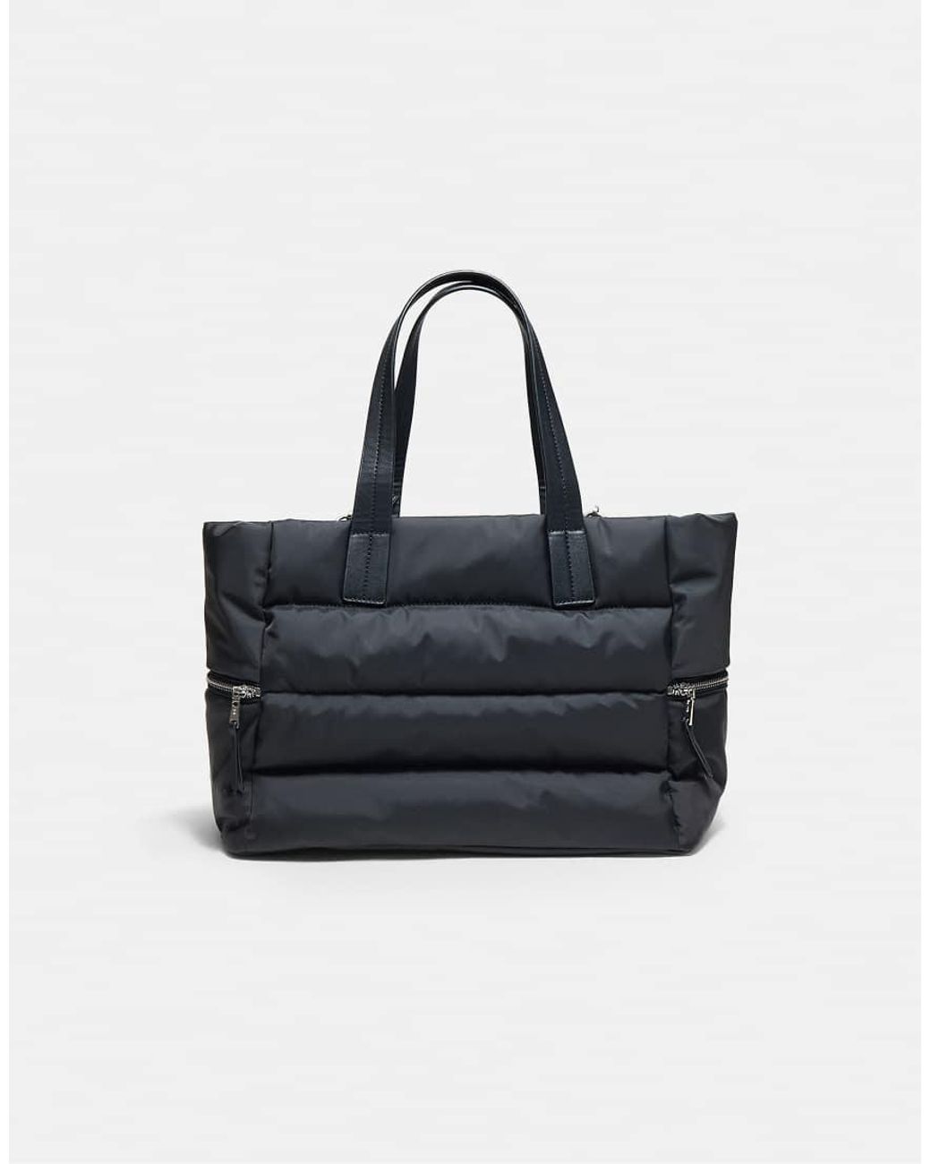 Stradivarius Blue Quilted Shoulder Shopper Bag