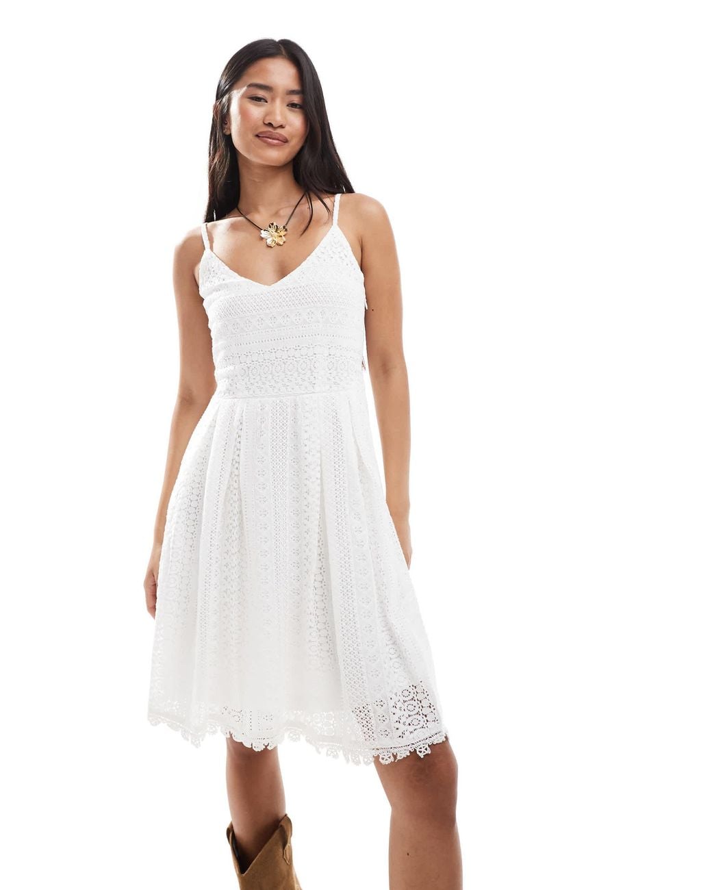 ONLY White Lace Detail Mini Dress