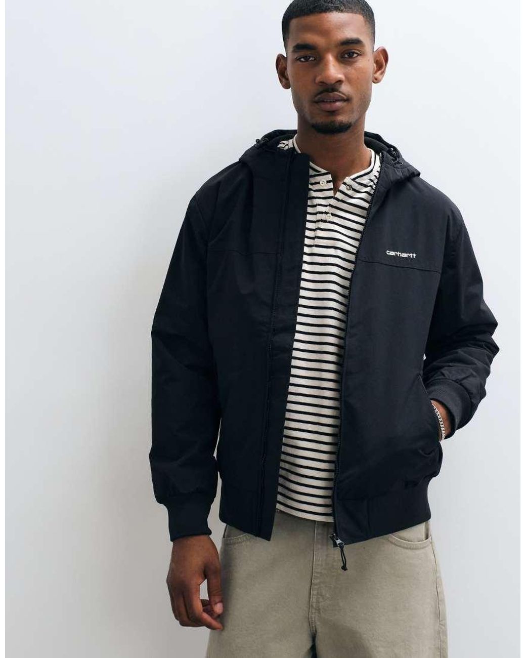 Carhartt Black Zip Through Water Repellent Sail Jacket With Fleece Lining for men