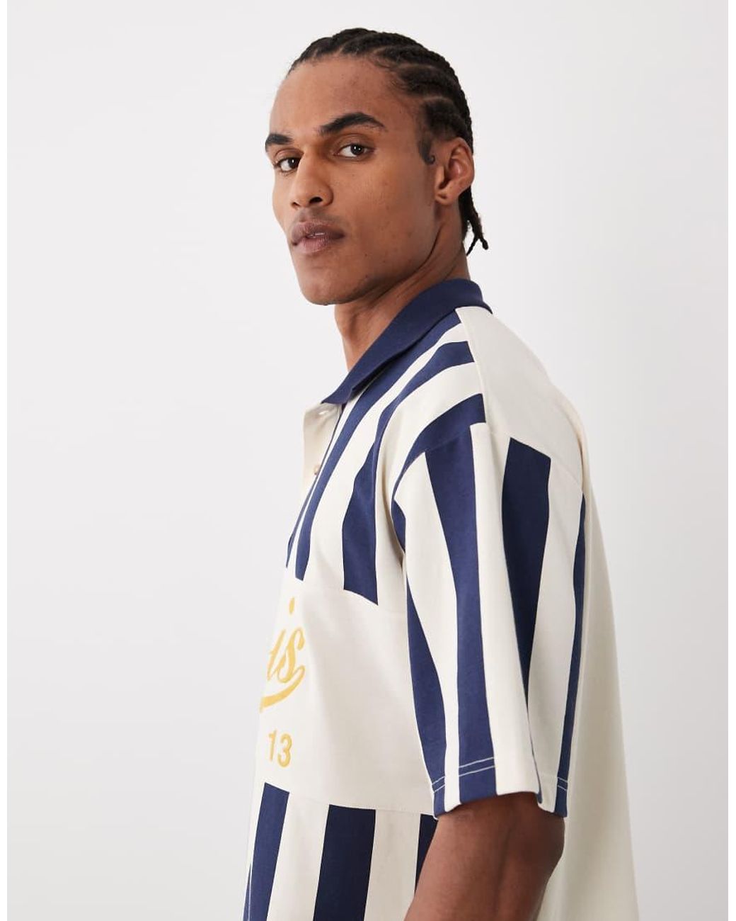 BLKVIS Blue Striped Piquee Polo Shirt for men