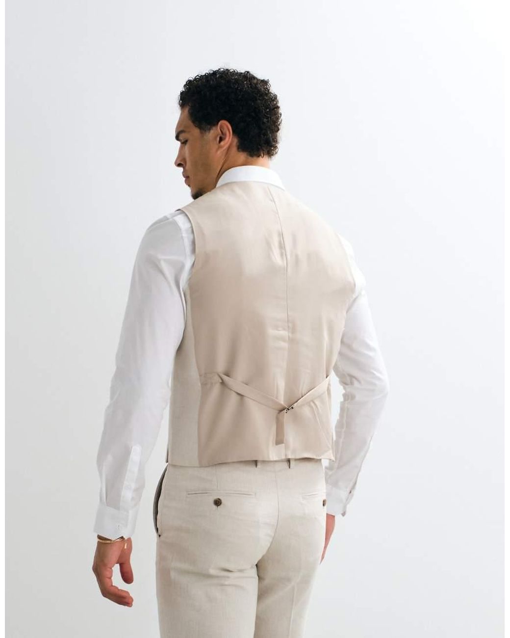 Jack & Jones Natural Premium Co-ord Linen Blend Waistcoat for men