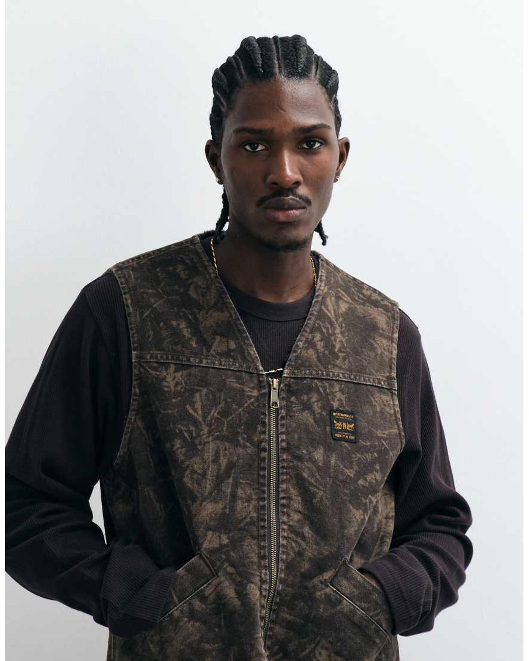 Levi's Black Wokwear Saratoga Denim Camo Vest for men