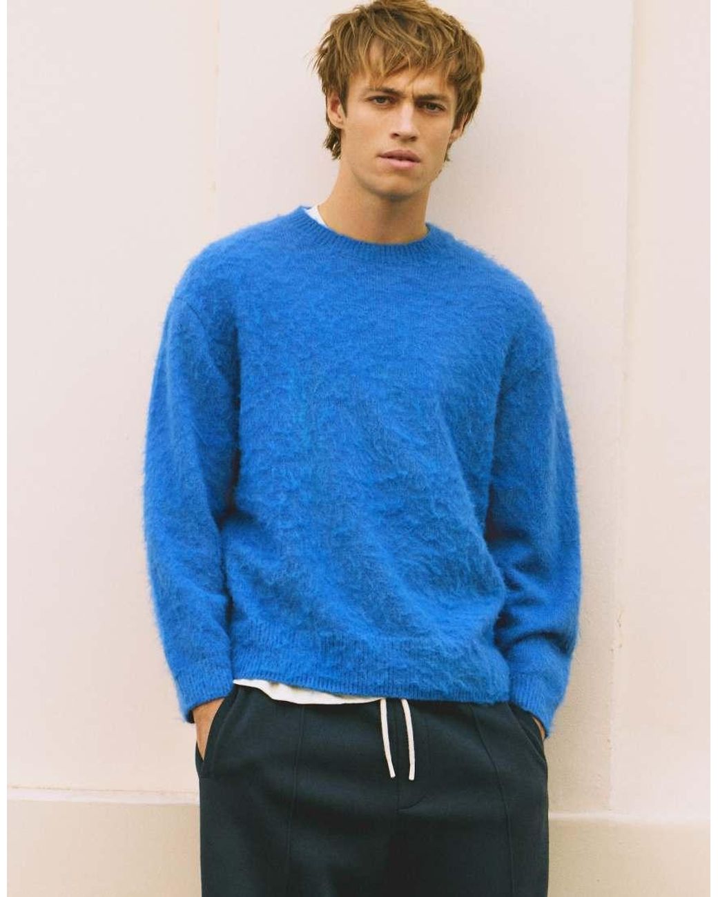 Pull&Bear Blue Soft-Touch Jumper for men